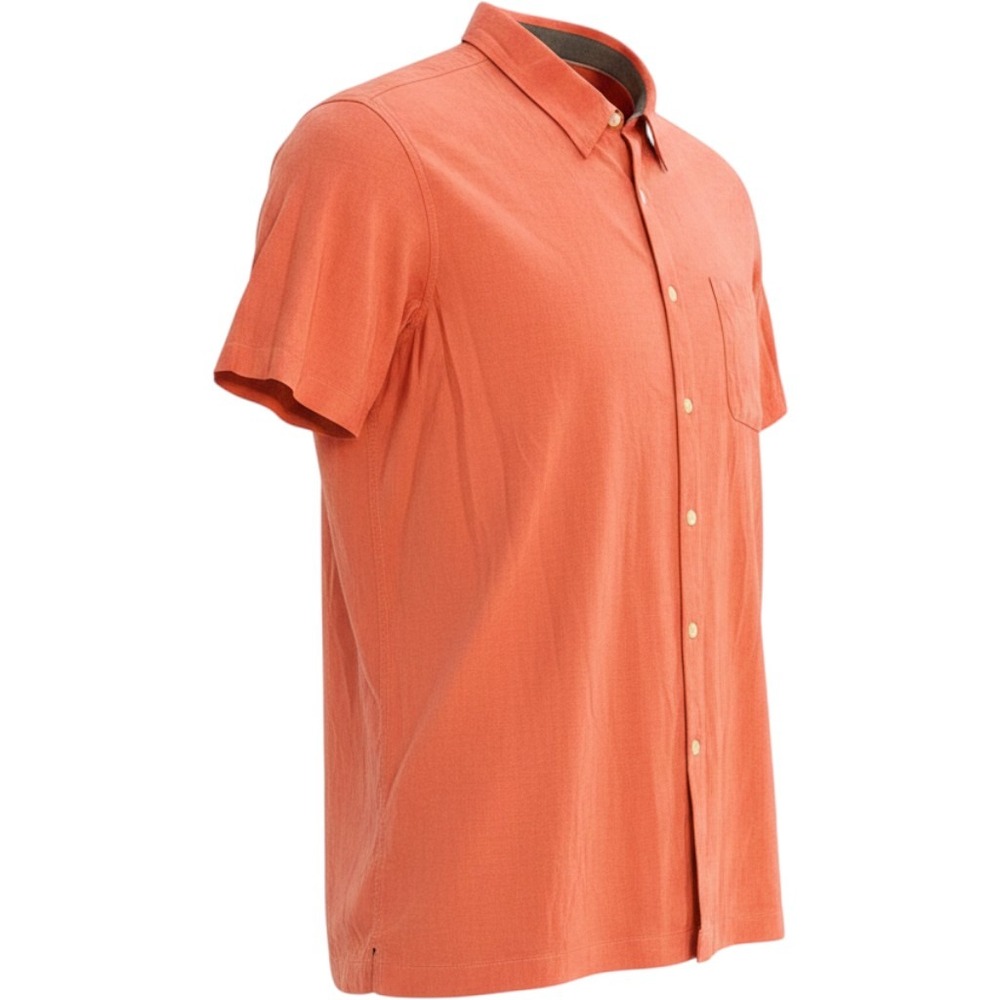 Cariloha Mens 2XL Bamboo Cotton Short Sleeve Button Down Shirt Coral Orange